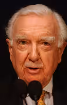 Walter Cronkite speaks at the STS-107 Columbia Remembrance at the National Air and Space Museum in Washington, DC. February 2, 2004.
