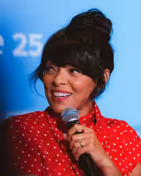 Tamara Taylor at the 20th anniversary panel for Bones at Televerse 2025 in Los Angeles, California.