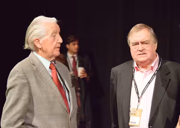 Dennis Skinner and John Prescott at the 2016 Labour Party Conference.