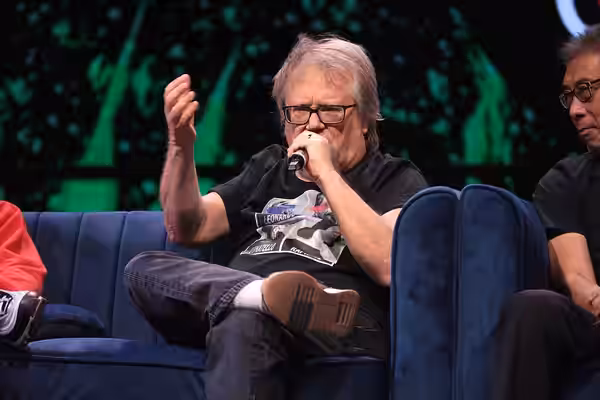 Robbie Rist speaking with attendees at the 2023 Phoenix Fan Fusion at the Phoenix Convention Center in Phoenix, Arizona. Please attribute to Gage Skidmore if us