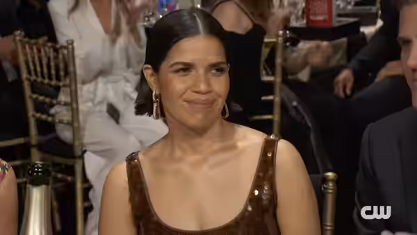 Actress, America Ferrera, at the 29th Critics Choice Awards on January 14, 2024. Image is a screen shot of Youtube video ~ 0:15.