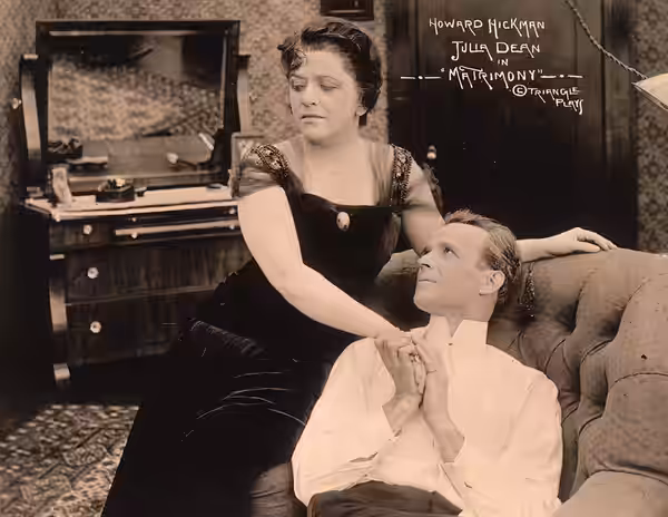 Julia Dean and Howard C. Hickman in Matrimony (1915) - publicity still.