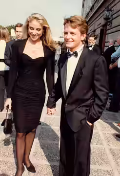 Actor Michael J Fox and Tracy Pollan at the 40th Emmy Awards (1988)
