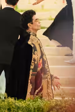 Karan Johar at the 2026 Met Gala, wearing fashion in theme of "Costume Art"