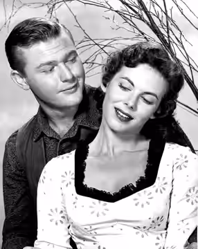 Photo of Martin Milner and Vanessa Brown from an appearance on Wagon Train. (1958)