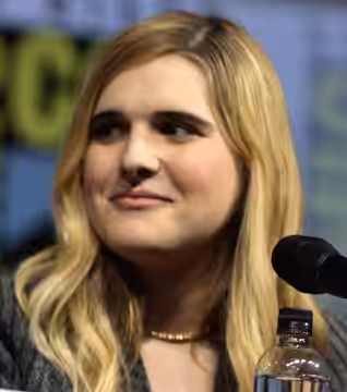 Suki Waterhouse and Hari Nef speaking at the 2018 San Diego Comic Con International, for "Assassination Nation", at the San Diego Convention Center in San Diego