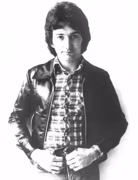 John Deacon of Queen in a promotional photo for their album News of the World, circa 1977.