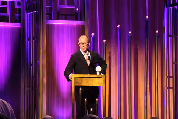 Producer Hugo Blick accepts the Peabody for The Honorable Woman. Cipriani Wall Street (2015)