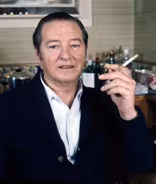 Sir Terence Rattigan taken in his suite at Claridges Hotel London (1973)