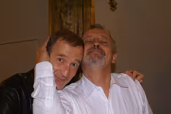 Jussi Adler-Olsen and Peter Lohmeyer in Lünen, Germany, in November 2010