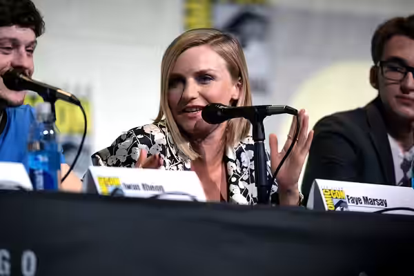 Faye Marsay speaking at the 2016 San Diego Comic Con International, for "Game of Thrones", at the San Diego Convention Center in San Diego, California. Please a