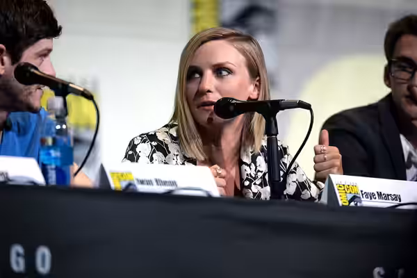 Faye Marsay speaking at the 2016 San Diego Comic Con International, for "Game of Thrones", at the San Diego Convention Center in San Diego, California. Please a
