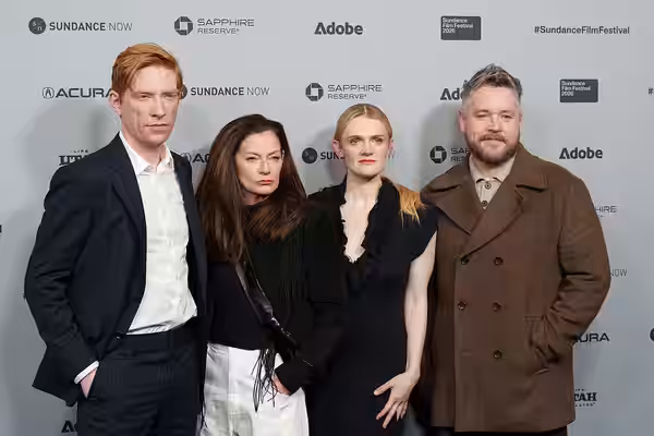 Domhnall Gleeson, Gayle Rankin, Grant O'Rourke, and Michelle Gomez at The Incomer Premier at Sundance Film Festival (2026)
