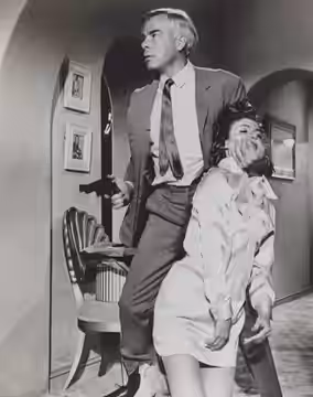 Lee Marvin and Sharon Acker in the American film Point Blank (1967) - publicity still (cropped and without marks).
