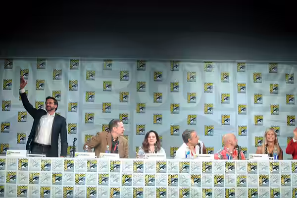 Raúl Esparza, Scott Thompson, Caroline Dhavernas, Steven Lightfoot, David Slade and Martha De Laurentiis speaking at the 2014 San Diego Comic Con International,