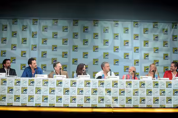 Raúl Esparza, Scott Thompson, Caroline Dhavernas, Steven Lightfoot, David Slade, Martha De Laurentiis and Bryan Fuller speaking at the 2014 San Diego Comic Con 