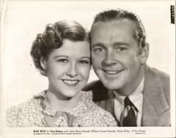 Dorothy Wilson and James Dunn in the American film Bad Boy (1935).