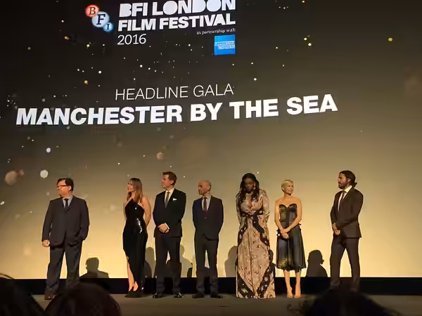 Kenneth Lonergan, Michelle Williams, Casey Affleck and four producers of Manchester by the Sea at the European premiere (2016)