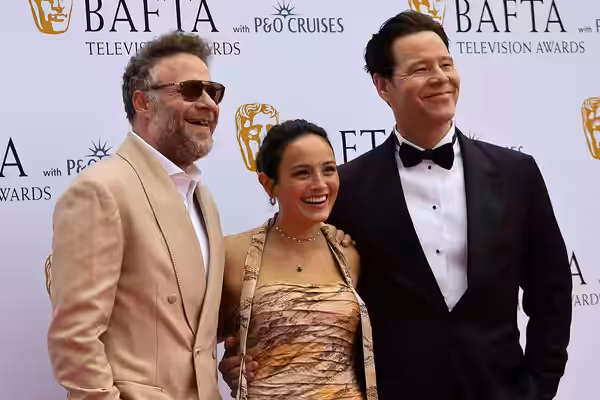 Chase Sui Wonders, Ike Barinholtz &amp; Seth Rogen at the TV BAFTA red carpet 2026