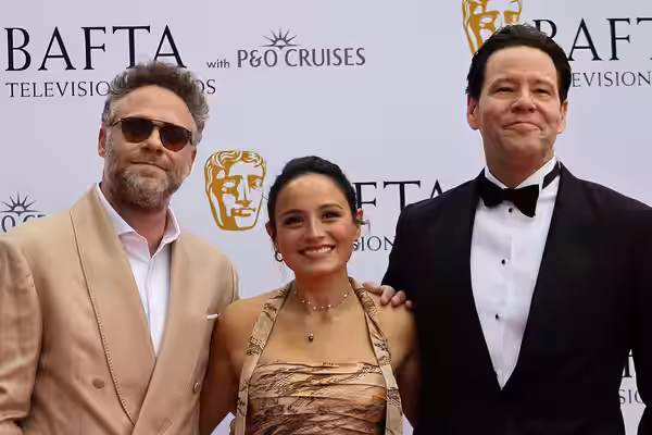 Chase Sui Wonders, Ike Barinholtz &amp; Seth Rogen at the TV BAFTA red carpet 2026