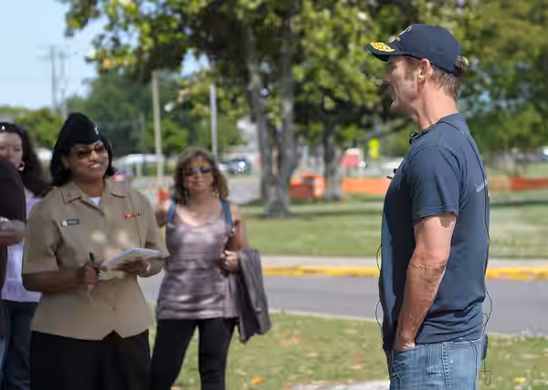 Peter Berg, director of the new science-fiction movie "Battleship," speaks to local media during a sneak preview of the movie for military members and their fam