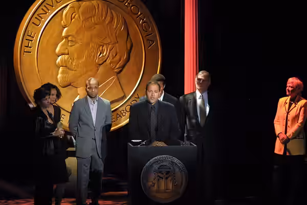 PHOTO CREDIT: ANDERS KRUSBERG / PEABODY AWARDS L to R: Shelby Stone, Carmen Ejogo, Jeffrey Wright, Clark Johnson and Norman Twain 61st Annual Peabody Awards Lun (2002)