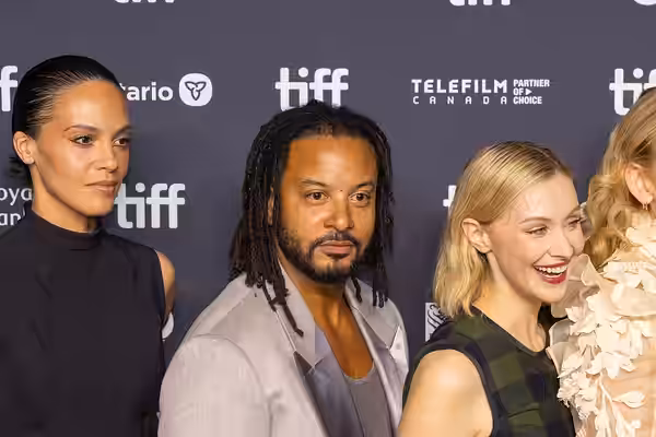 Brandon Jay McLaren, Tattiawna Jones and Sarah Gadon at the 2025 Toronto International Film Festival (TIFF) for the premiere of Wayward.