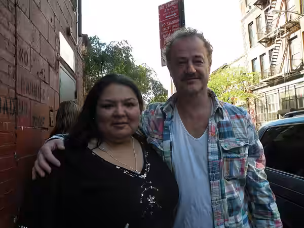 Owen Teale at stage door of BAM Harvey Theater with me on May 16th (closing day of 'Creditors'). Please attribute to Monica Gonzalez, if used. Thank you! (2010)