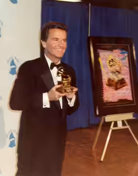 Dick Clark backstage during the Grammy Awards telecast 2/21/90 (1990)