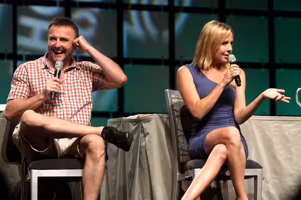 Gigi Edgley and David Franklin speaking at the 2013 Phoenix Comicon at the Phoenix Convention Center in Phoenix, Arizona. Please attribute to Gage Skidmore if u