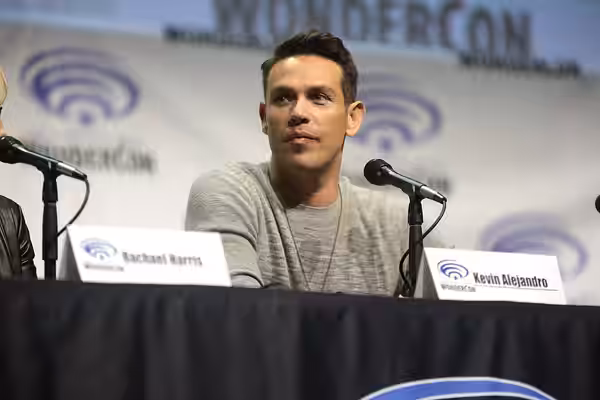 Kevin Alejandro speaking at the 2017 WonderCon, for "Lucifer", at the Anaheim Convention Center in Anaheim, California. Please attribute to Gage Skidmore if use