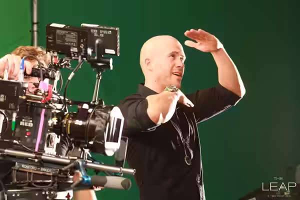 English cinematographer Tony C. Miller on the set of the 2015 short film The Leap.