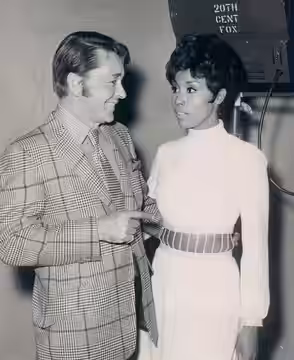 costume designer William Travilla &amp; singer-actress Diahann Carroll - publicity still (original image cropped : see source) (1968)