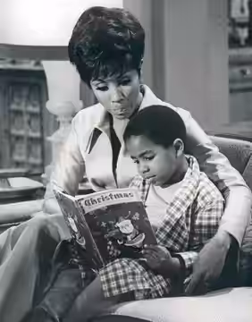 Publicity photo of Diahann Carroll and Marc Copage from television program Julia.