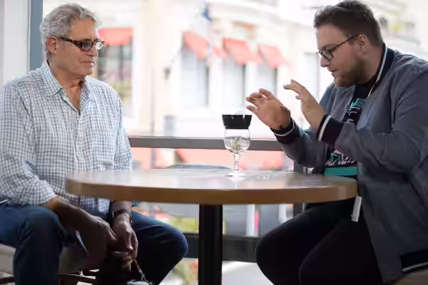 Magician Kyle Marlett performing for Michael Nouri from the NCIS on Pop's Don't Blink (2016)