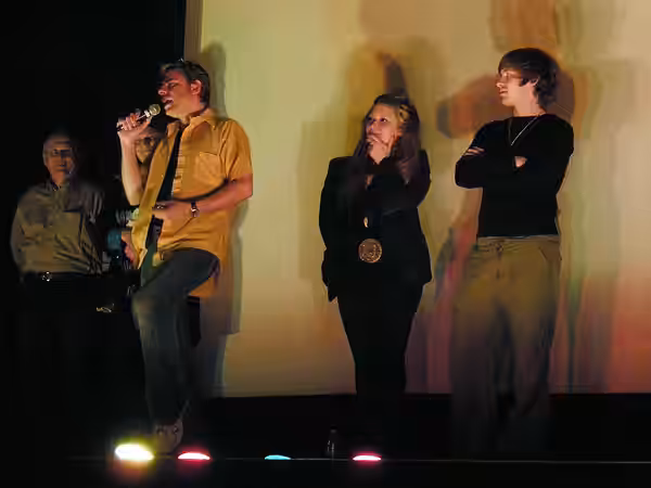 Film director David Russo, actress Natasha Lyonne, and actor Marshall Allman onstage after a showing of their film The Immaculate Conception of Little Dizzle, 2 (2009)