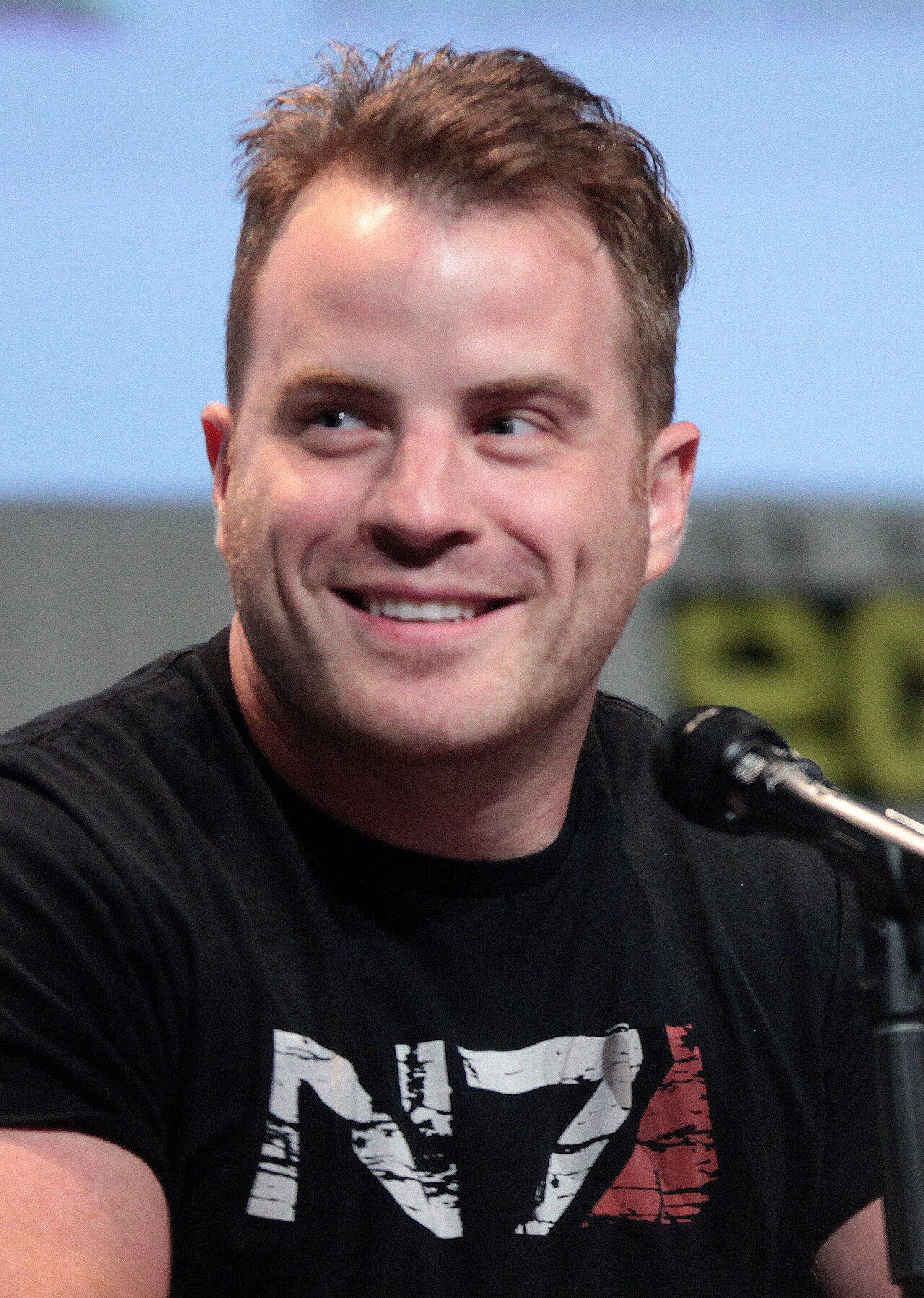Rob Kazinsky speaking at the 2015 San Diego Comic Con International, for "Entertainment Weekly: Brave New Warriors", at the San Diego Convention Center in San D