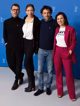Gabriel Montesi, Barbara Chichiarelli, Elio Germano and Ileana Stimmatini D'Ambra presenting the movie "Favolacce" ("Bad Tales" at the Berlinale 2020