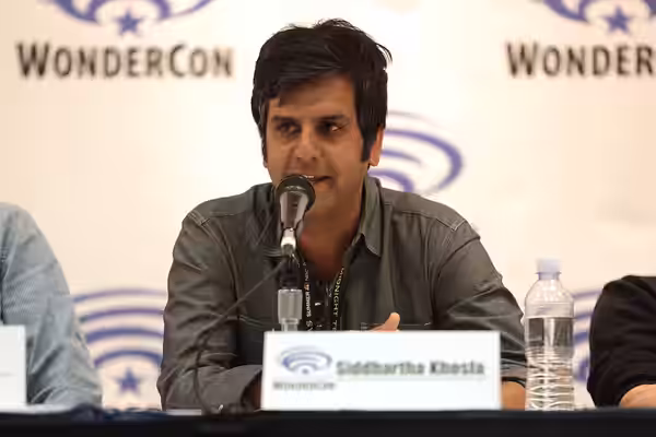 Siddhartha Khosla speaking at the 2017 WonderCon at the Anaheim Convention Center in Anaheim, California. Please attribute to Gage Skidmore if used elsewhere.