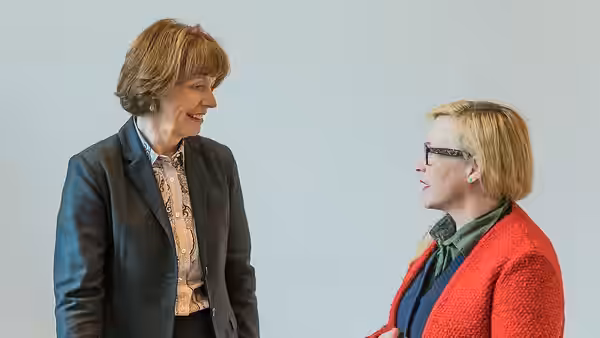 Reception for Patricia Arquette and Kiera Chaplin in Cologne City Hall. Henriette Reker, Lord Mayor of Cologne, in conversation with Patricia Arquette (2020)