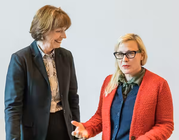 Reception for Patricia Arquette and Kiera Chaplin in Cologne City Hall. Henriette Reker, Lord Mayor of Cologne, in conversation with Patricia Arquette (2020)