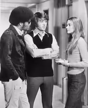 Scene from an episode of the television program The Mod Squad. From left: Clarence Williams III, Michael Cole, Peggy Lipton. (1972)
