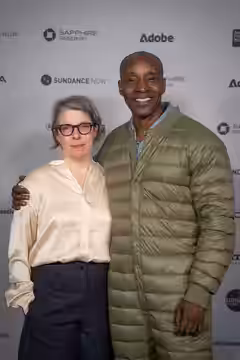 Petra Volpe and Rob Morgan at Sundance Film Festival 2026 for Frank and Louis.