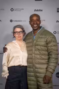 Petra Volpe and Rob Morgan at Sundance Film Festival 2026 for Frank and Louis.