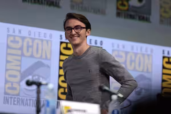 Isaac Hempstead Wright speaking at the 2017 San Diego Comic Con International, for "Game of Thrones", at the San Diego Convention Center in San Diego, Californi