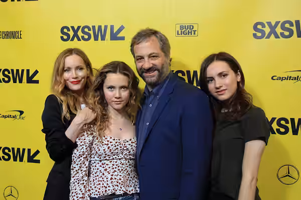 Leslie Mann, Iris Apatow, Maude Apatow and Judd Apatow at SXSW Red Carpet premiere of BLOCKERS (2018)