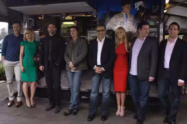 Cast and writers of American Reunion at a media event at Harry's Cafe de Wheels in Woollomooloo. (2012)