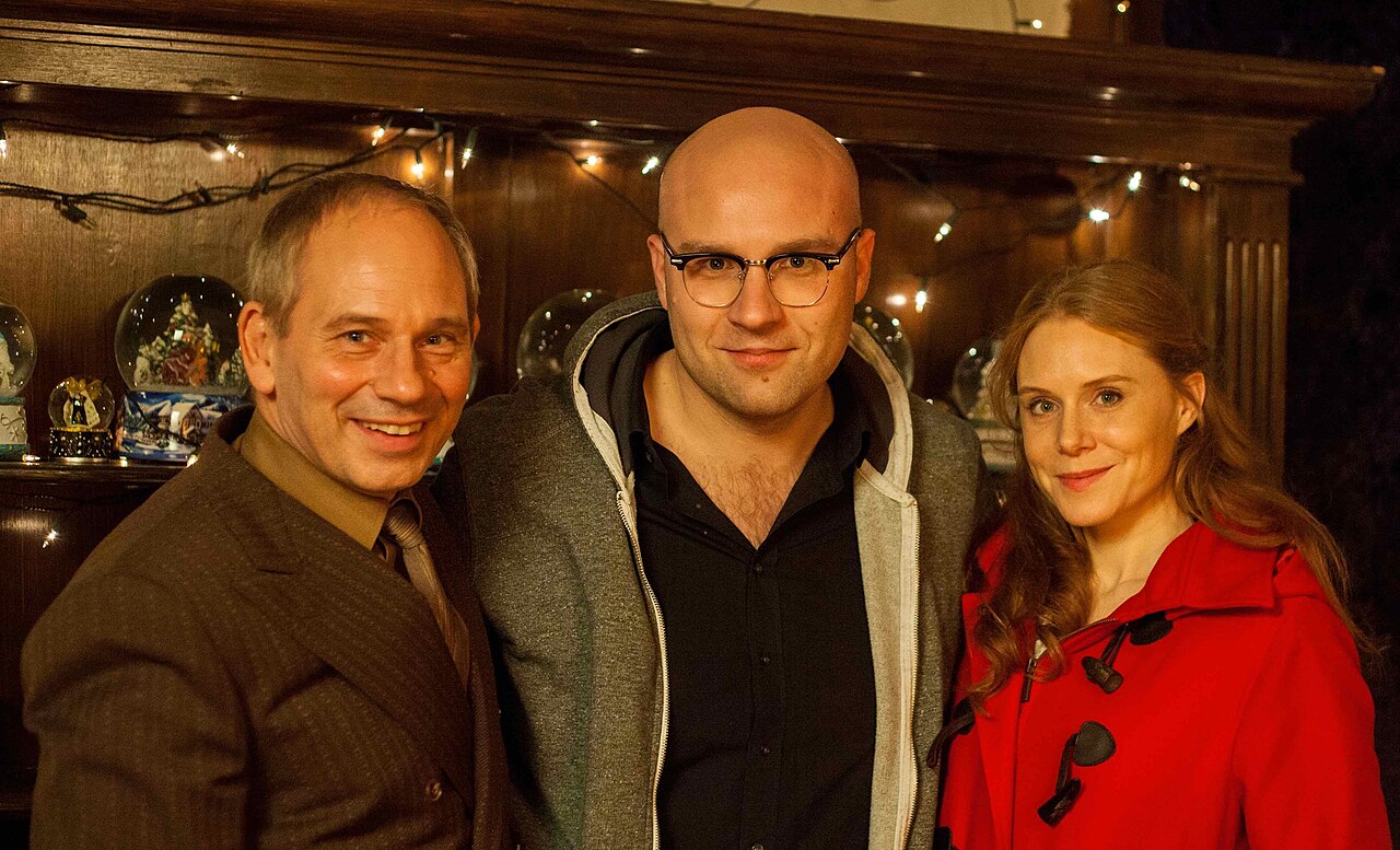 Michael Lott, Marc Schlegel und Christiane Seidel am Set von Schmidts Katze (2014)