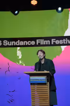 Celine Song at the 2026 Sundance Film Festival Awards where she served as member of the U.S. Dramatic Competition jury for the 2025 Sundance Film Festival.