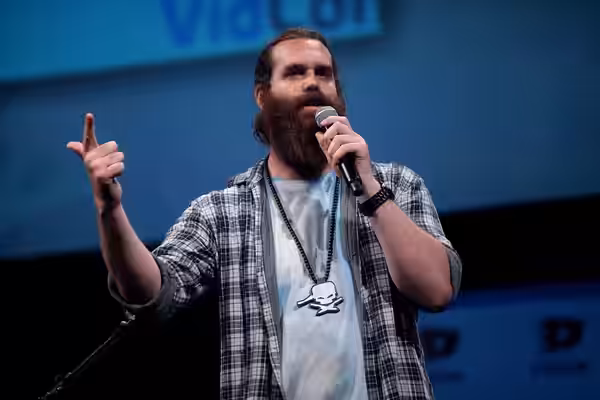 Harley Morenstein of Epic Meal TIme speaking at the 2014 VidCon at the Anaheim Convention Center in Anaheim, California. Please attribute to Gage Skidmore if us